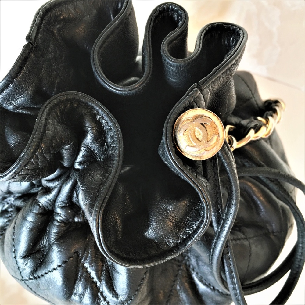 SOLD! CHANEL Drawstring Lambskin Leather Bag - Picture 8 of 8